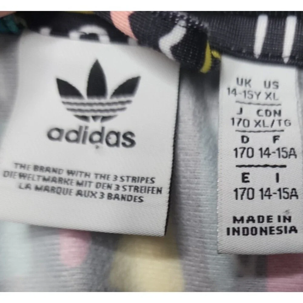 Adidas Full Zip Cropped Track Jacket 14-15Y XLarge Retro Loud Colorful 90s Print